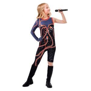 Girls Eras Tour Inspired Reputation Bodysuit Black Red Snake Pattern 7/8 New